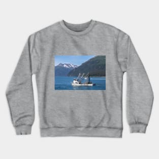 USA. Alaska. Fishing Boat Catching Fish. Crewneck Sweatshirt